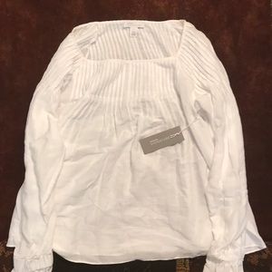 Nordstrom Women's White Pintuck Blouse - Small